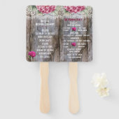Hydrangeas Lace & Barn Wood Weddenschappen Handwaaier (Voorkant en achterkant)