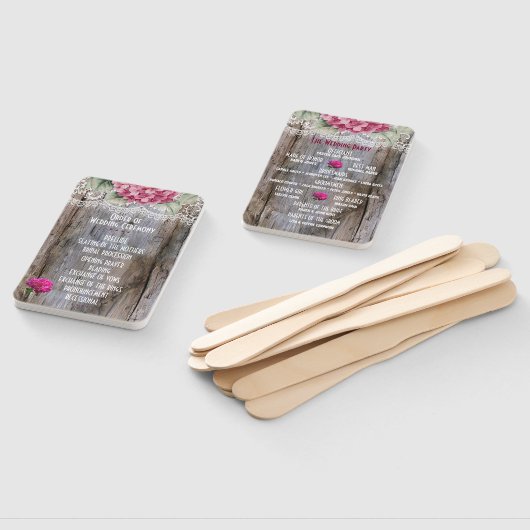 Hydrangeas Lace & Barn Wood Weddenschappen Handwaaier (Niet-gemonteerd)