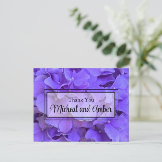 Hydrangeas Lavendel lila Bedankkaart (Staand voorkant)
