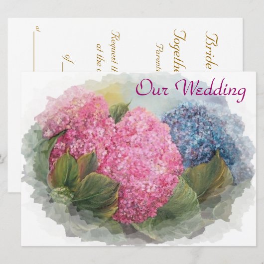 HYDRANGEAS-LIJST - huwelijksuitnodiging Kaart (Voorkant / Achterkant)