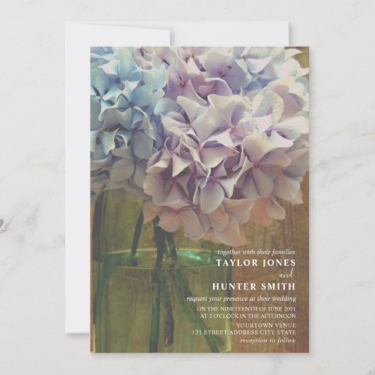 Hydrangeas Mason Jar Wedding Kaart (Voorkant)