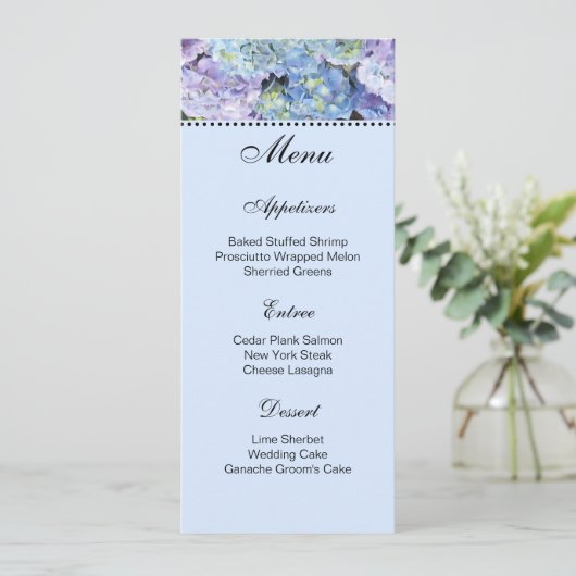 Hydrangeas Menu Kaart (Staand voorkant)