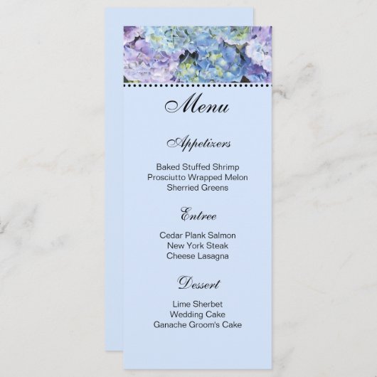 Hydrangeas Menu Kaart (Voorkant / Achterkant)