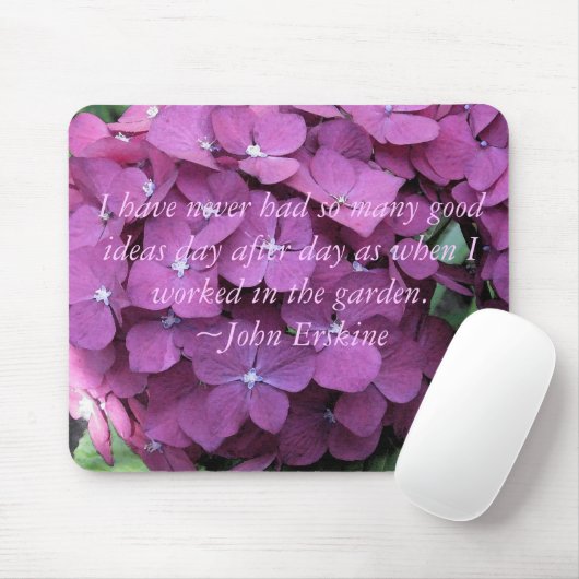 Hydrangeas Mousepad w/Gardening quote Muismat (Met muis)
