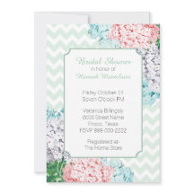 Hydrangeas op Chevron Bridal Shower Invitation