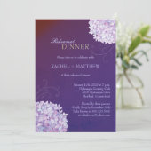 Hydrangeas Paarse bruiloft repetitie diner Kaart (Staand voorkant)