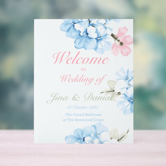 Hydrangeas pastelbloem acryl bord (Neutraal)