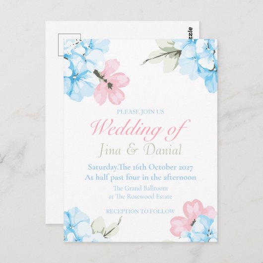 Hydrangeas pastelbloem briefkaart (Voorkant / Achterkant)