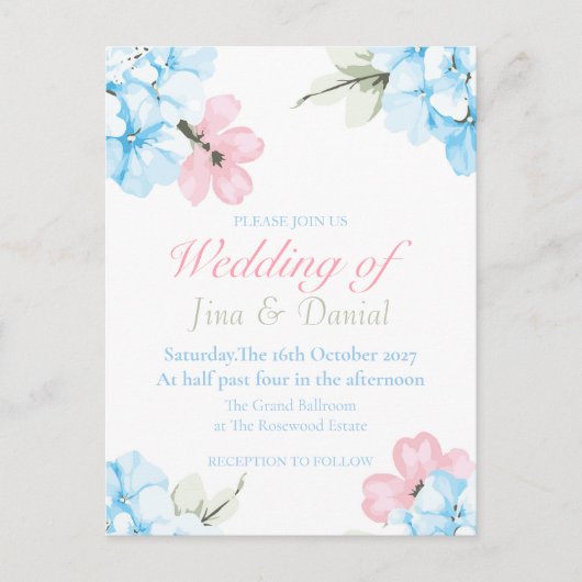 Hydrangeas pastelbloem briefkaart (Voorkant)