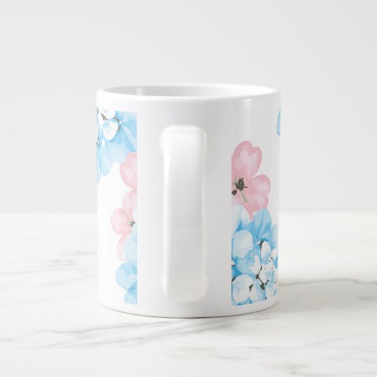 Hydrangeas pastelbloem grote koffiekop (Achterkant)