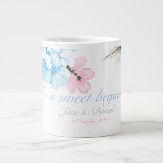 Hydrangeas pastelbloem grote koffiekop (Voorkant)