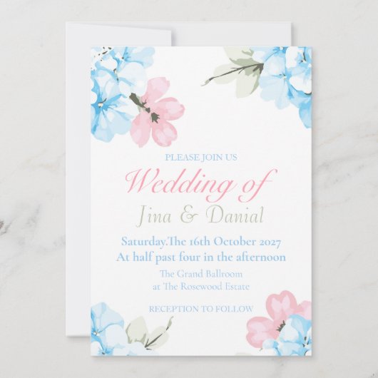 Hydrangeas pastelbloem kaart (Achterkant)