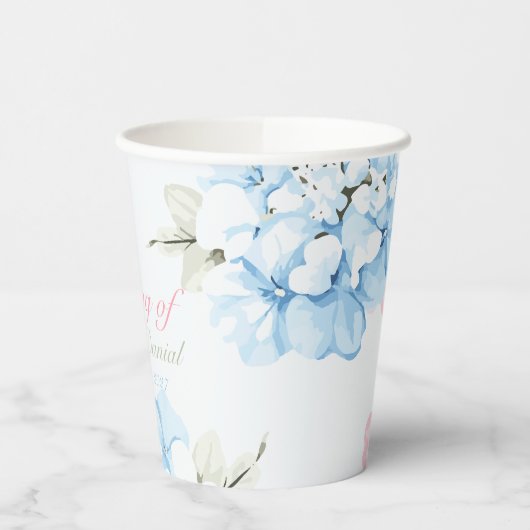 Hydrangeas pastelbloem papieren bekers (Links)