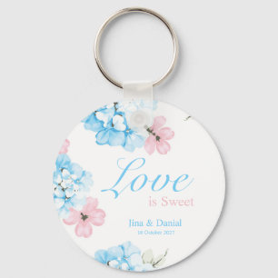 Hydrangeas pastelbloem sleutelhanger
