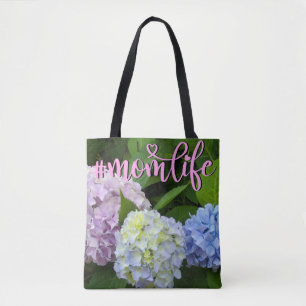Hydrangeas pink flowers blue purple flowers Mom Tote Bag