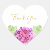 Hydrangeas Pink Hues Floral Wedding Thank You Hart Sticker (Voorkant)