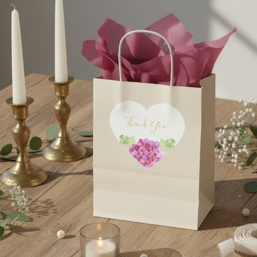 Hydrangeas Pink Hues Floral Wedding Thank You Hart Sticker