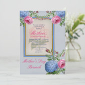Hydrangeas Roze | Blauwe Moederdag Brunch Kaart (Staand voorkant)