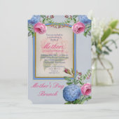  Hydrangeas Roze | Blauwe Moederdag Brunch Kaart (Staand voorkant)