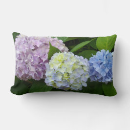 Hydrangeas, roze bloemen, blauwe paarse bloemen kussen
