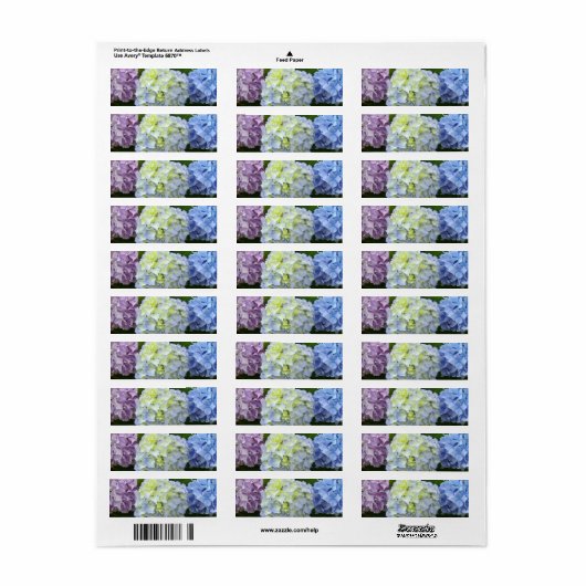 Hydrangeas roze paars blauw etiket (Full Sheet)