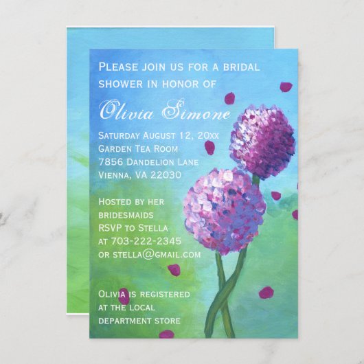 Hydrangeas Schilderende Bridal Shower Invitations Kaart (Voorkant / Achterkant)