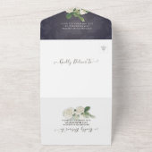 Hydrangeas String Lights Blue Flowers Wedding RSVP All In One Uitnodiging (Buitenkant)