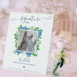Hydrangea's Trouw 1 Foto Huisdier Signature Drank Reclamebord Met Voetstuk
