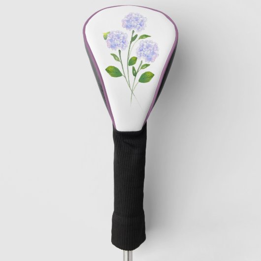 Hydrangeas Waterverf Bloemen Stengels Golfheadcover (Voorkant)
