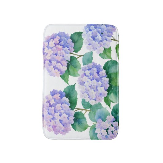 Hydrangeas Waterverf Bloemenkunst Badmat (Voorkant Verticaal)