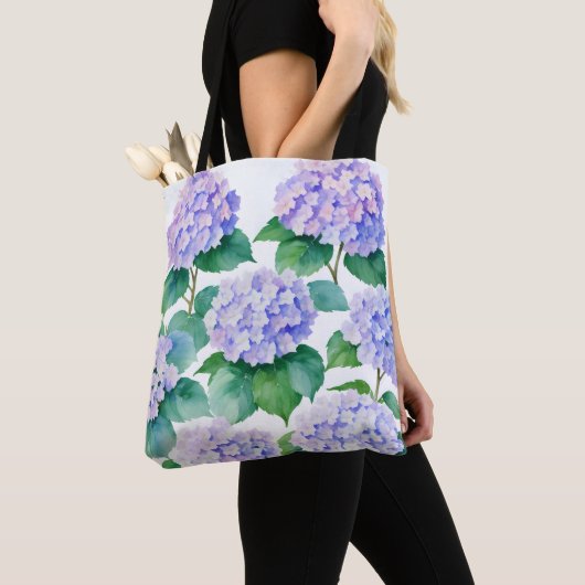 Hydrangeas Waterverf Bloemenkunst Tote Bag (Dichtbij)