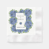Hydrangea's Waterverf Bruiloft Cocktail Servetten (Voorkant)