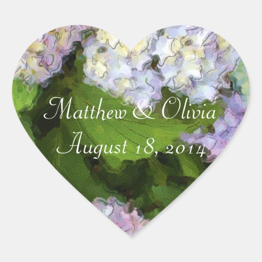Hydrangeas Waterverf Hart Stickers (Voorkant)
