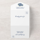 Hydrangeas Waterverf in één bruiloft All In One Uitnodiging (Buitenkant)