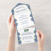 Hydrangeas Waterverf in één bruiloft All In One Uitnodiging (Afscheurbaar)
