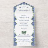 Hydrangeas Waterverf in één bruiloft All In One Uitnodiging (Binnen)