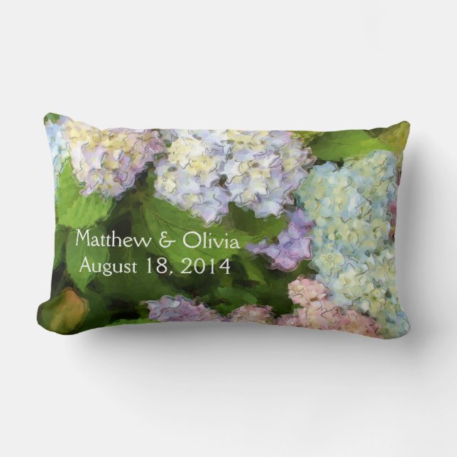 Hydrangeas Waterverf Pillow Kussen (Voorkant)