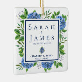 Hydrangeas Waterverf Wedding Save the Date Keramisch Ornament (Rechts)