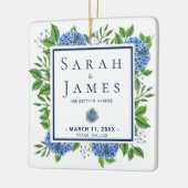 Hydrangeas Waterverf Wedding Save the Date Keramisch Ornament (Links)