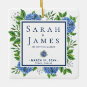 Hydrangeas Waterverf Wedding Save the Date Keramisch Ornament (Voorkant)