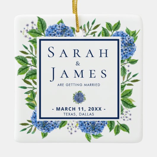 Hydrangeas Waterverf Wedding Save the Date Keramisch Ornament (Voorkant)