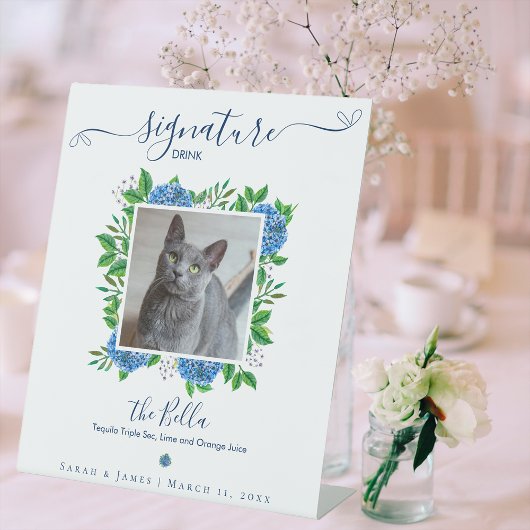 Hydrangeas Wedding 1 Foto Pet Signature Drink Reclamebord Met Voetstuk