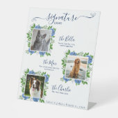 Hydrangeas Wedding 3 Foto Pet Signature Drink Reclamebord Met Voetstuk (Voorkant)