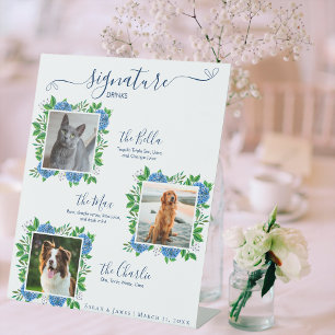 Hydrangeas Wedding 3 Foto Pet Signature Drink Reclamebord Met Voetstuk
