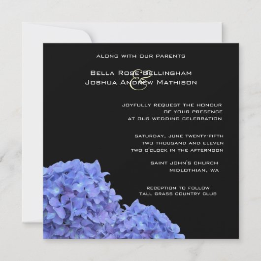 Hydrangeas Wedding Invitation Kaart (Voorkant)