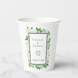 Hydrangeas White Green Wedding Cups for Reception Papieren Bekers