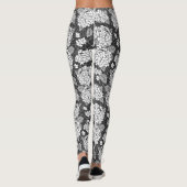 Hydrangebloemen. Zwart-wit bloempatroon Leggings (Achterkant)