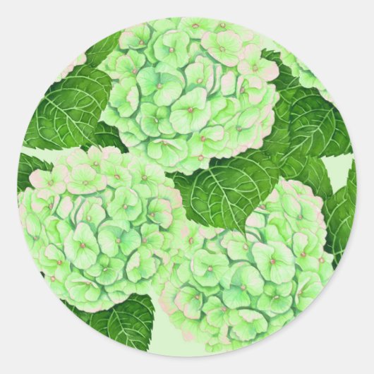 Hydrangeenpatroon waterverf ronde sticker (Voorkant)