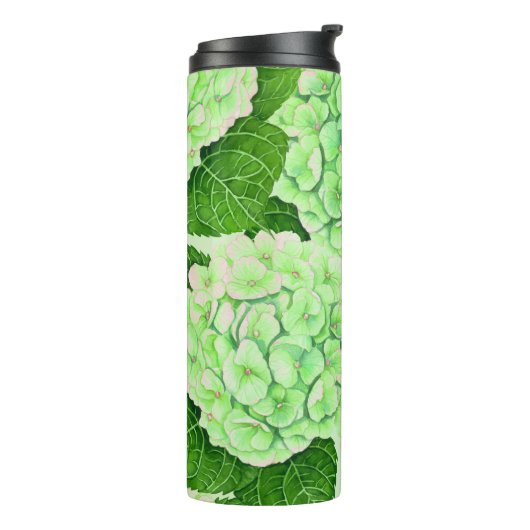 Hydrangeenpatroon waterverf thermosbeker (Gedraaid links)