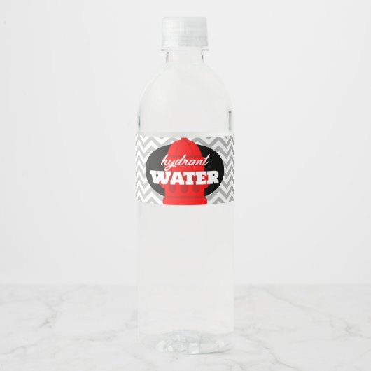 Hydrant Water Firetruck Party Waterfles Labels Etiket (Voorkant)